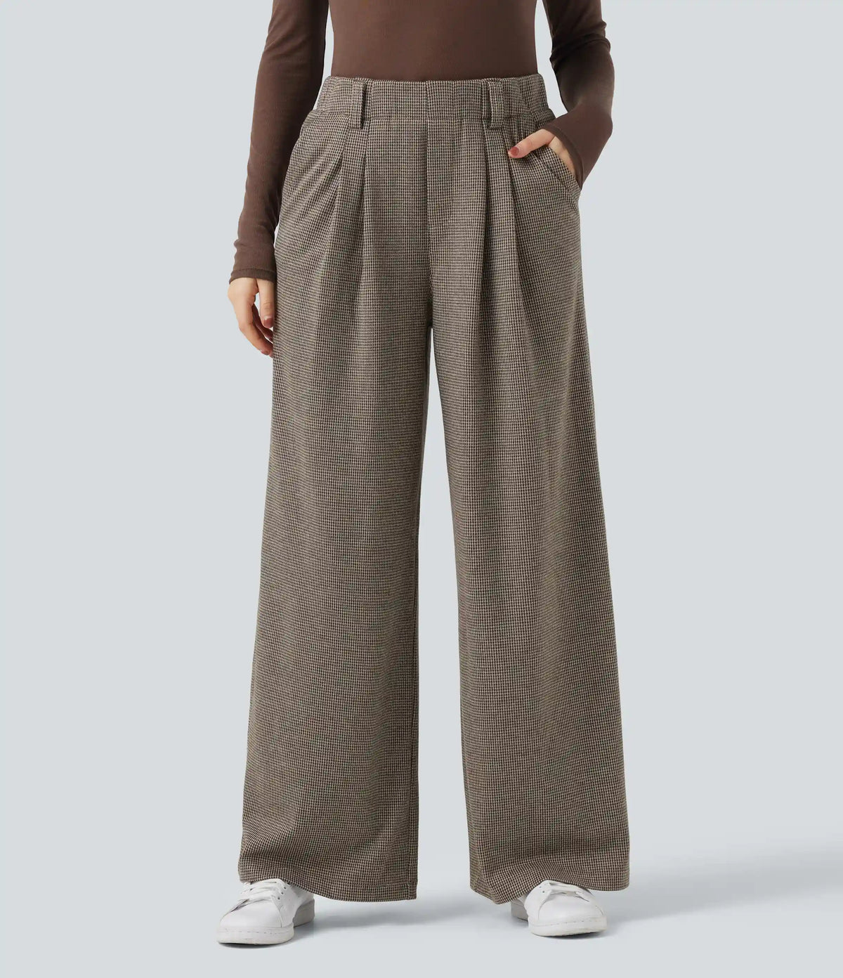 Halara Flex™ High Waisted Houndstooth Work Baggy Pants with Pockets