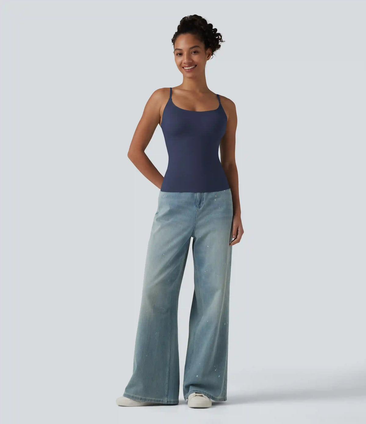 Scoop Neck Built-in Bra Casual Tank Top B-E Cups