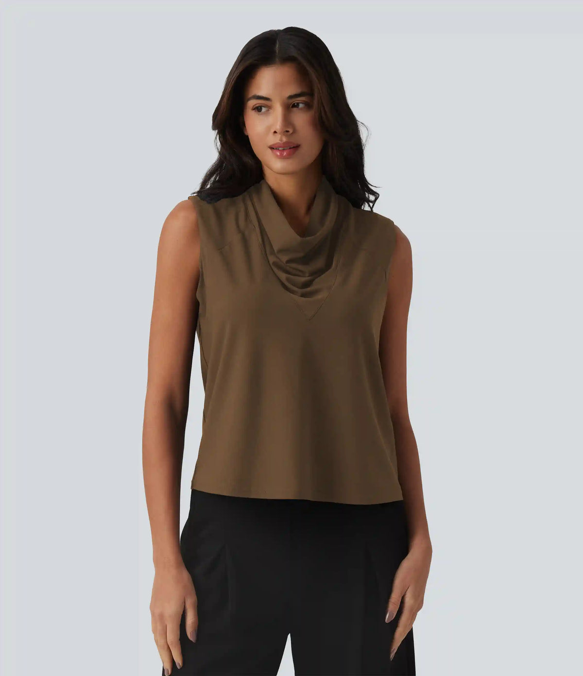 Cowl Neck Sleeveless Work Blouse