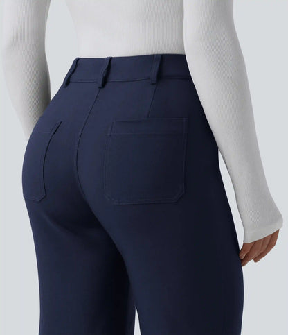 High Waisted Work Flare Pants with Pockets