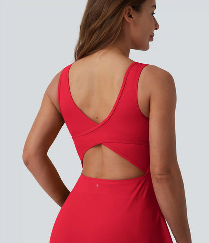 SoftlyZero™ Airy U Neck 2-in-1 Pocket Mini Cool Touch Dance Active Dress DD-F Cups-Easy Peezy