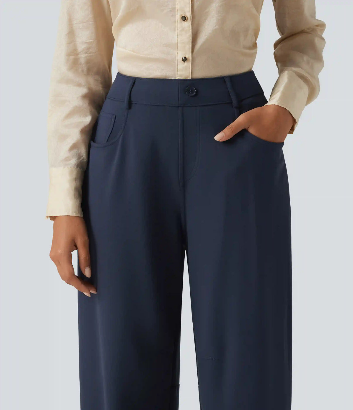 Halara Flex™ Mid Rise Barrel Leg Work Pants with Pockets