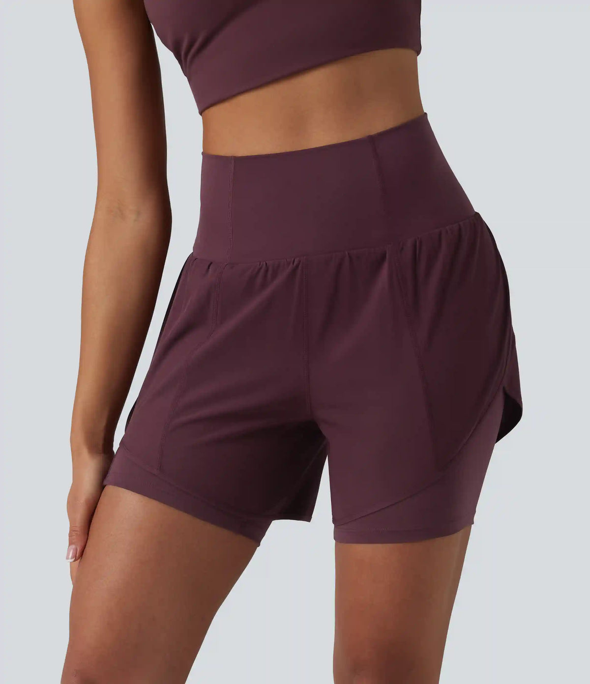 Breezeful™ Super High Waisted Curved Hem 2-in-1 Quick Dry Yoga Shorts 5'' with Pocket