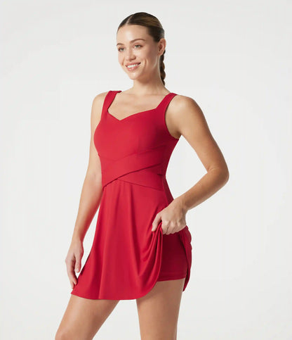 SoftlyZero™ Airy Built-in Bra 2-in-1 InstantCool Mini Tennis Active Dress with Pockets DD-F Cups-Easy Peezy Edition