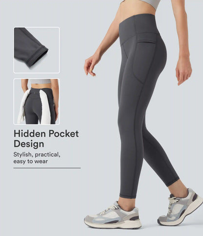 High Waisted Fleece 7/8 Hiking Leggings with Pockets