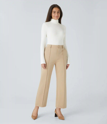 Ribbed Knit High Neck Long Sleeve Work Bodysuit