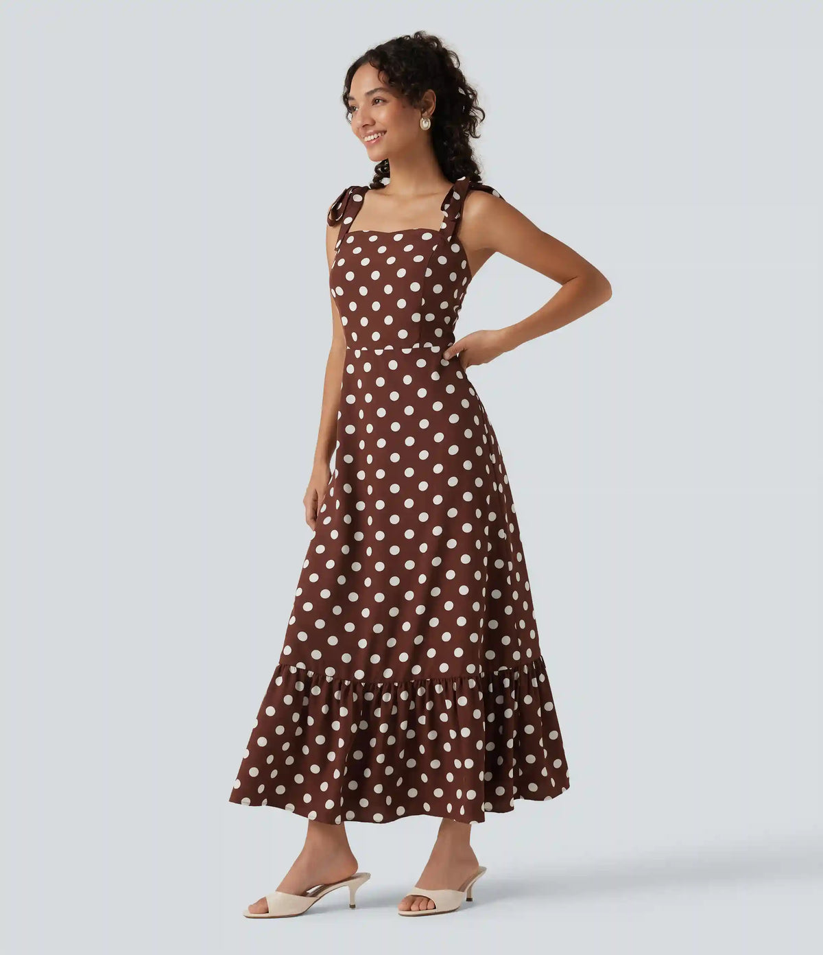 Square Neck Polka Dot Maxi Tank Dress