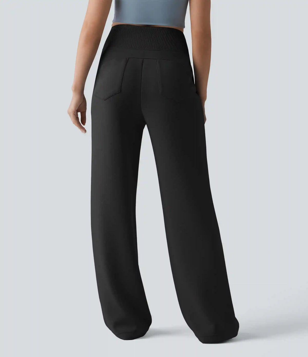SpacerTek™ High Waisted Tummy Control Casual Wide Leg Sweatpants with Pockets