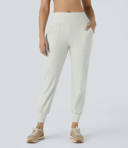 High Waisted Plain Pocket Casual Joggers