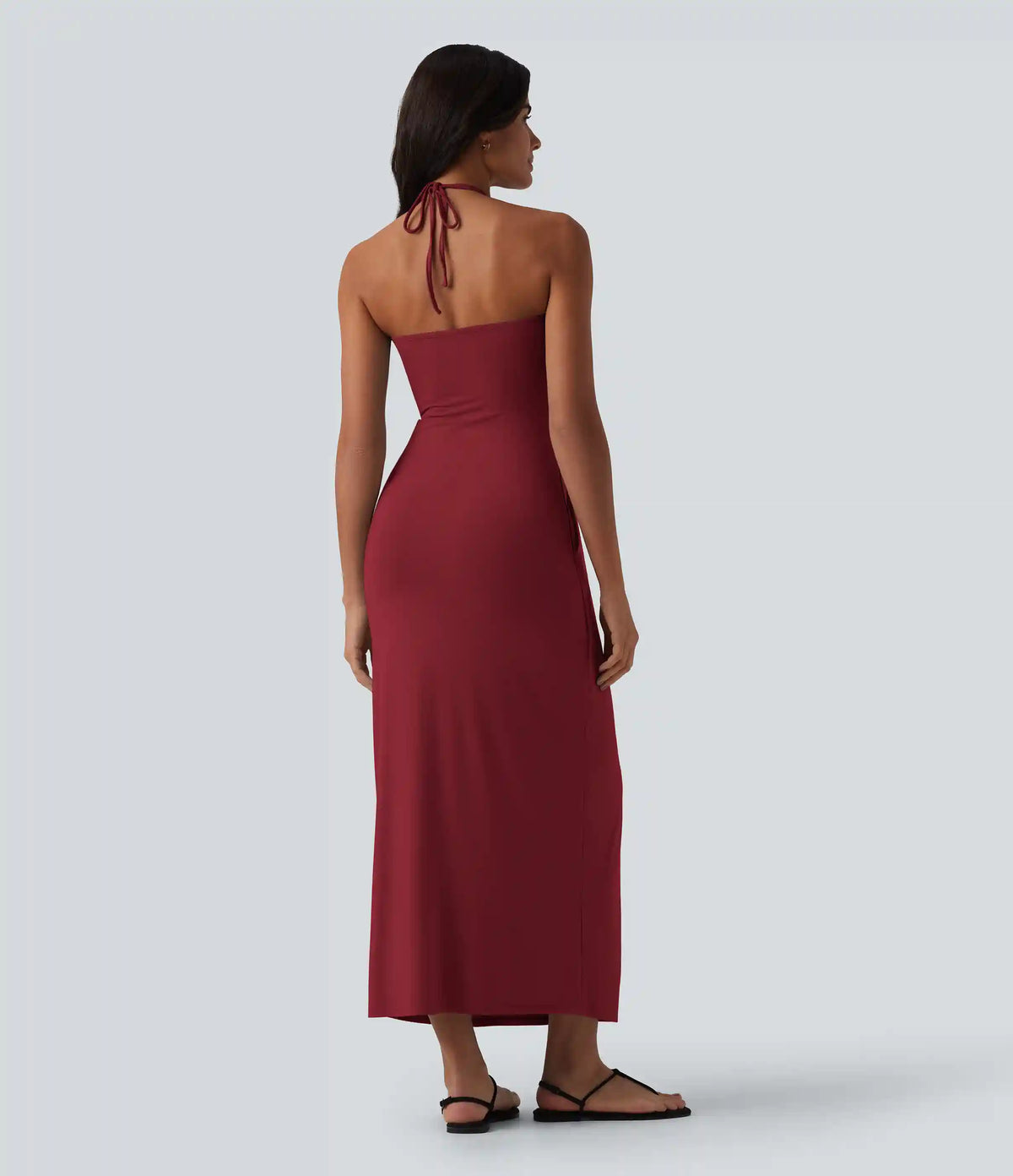 Halter Tie Back Maxi Dress with Pockets