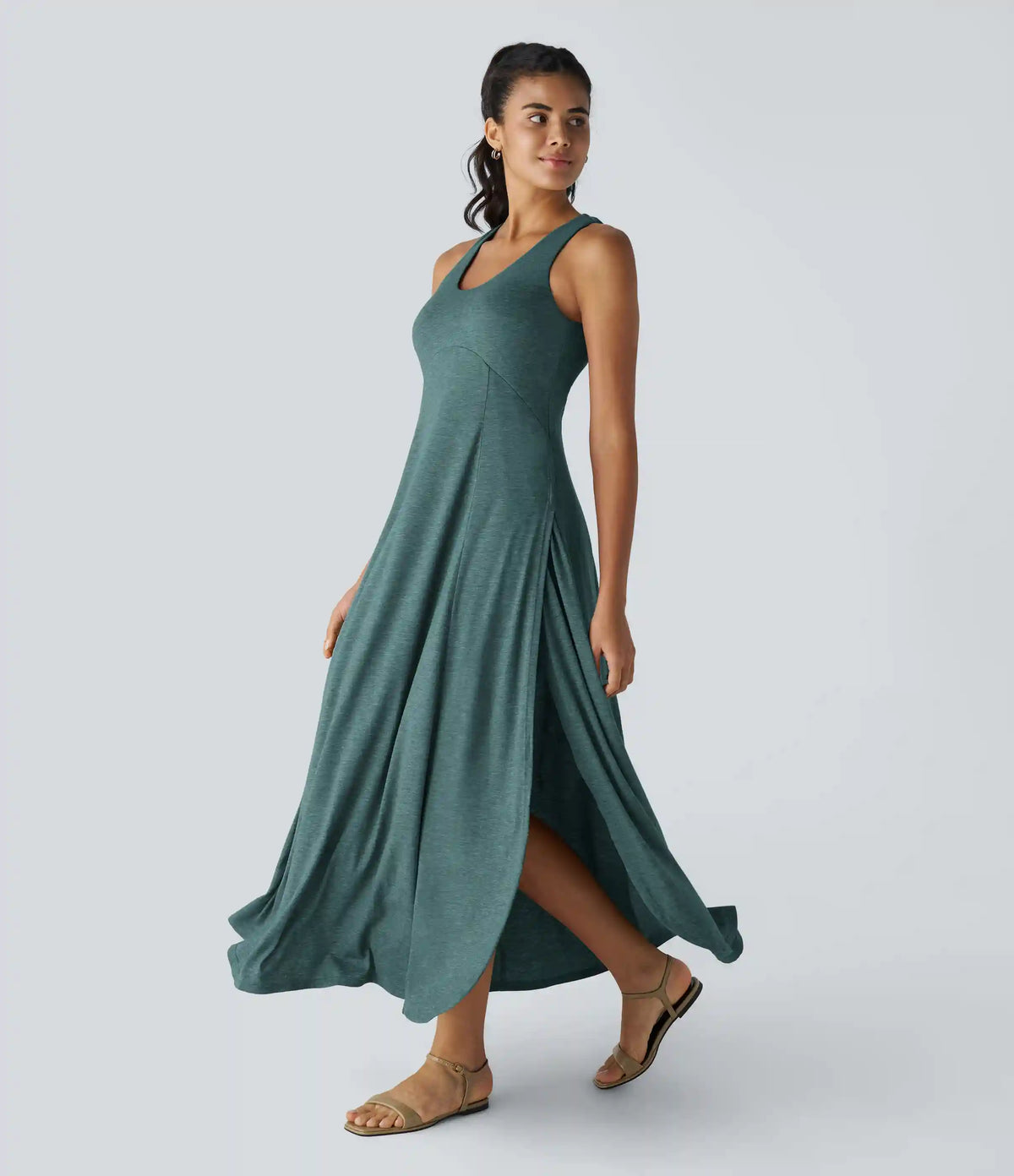 U Neck Flowy Maxi Casual Tank Dress