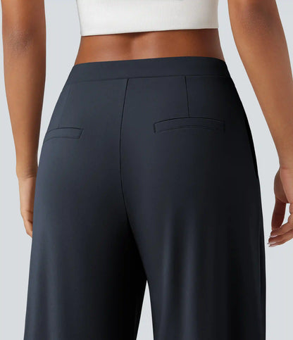 Halara Flex™ DayStretch Asymmetric Mid Rise Barrel Leg Work Pants with Pockets