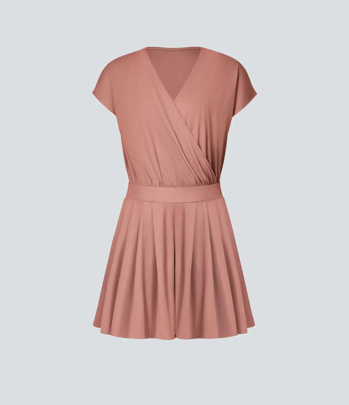 V Neck Short Sleeve Pocket Waffle Casual Romper