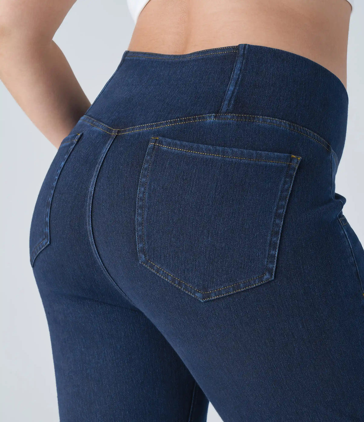 Halara Flex™ High Waisted Crossover Pocket Washed Casual Plus Size Jeans