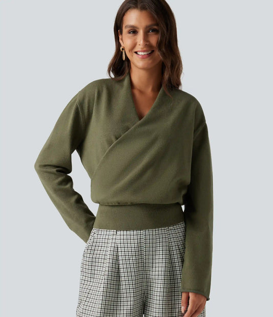 V Neck Long Sleeve Casual Sweater