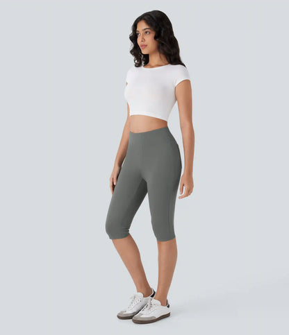 High Waisted Pocket Pedal Pusher Casual Pants