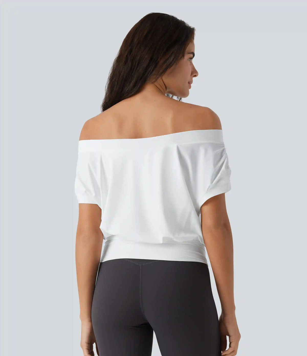 Off Shoulder Short Sleeve Oversize InstantCool Quick Dry Yoga Sports Top