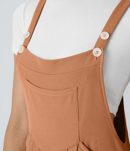 Pockets Waffle Casual Overalls