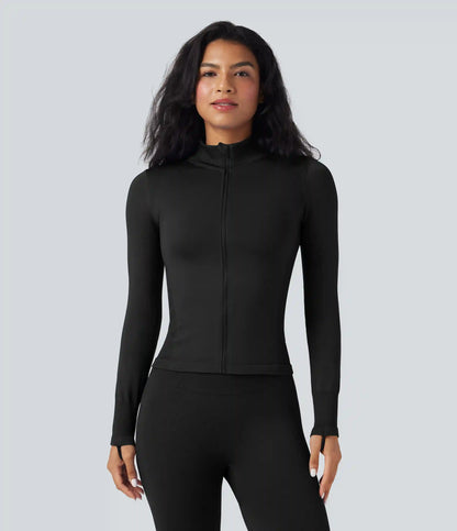 OneForm Seamless Flow Stand Collar Long Sleeve Thumb Hole Yoga Jacket
