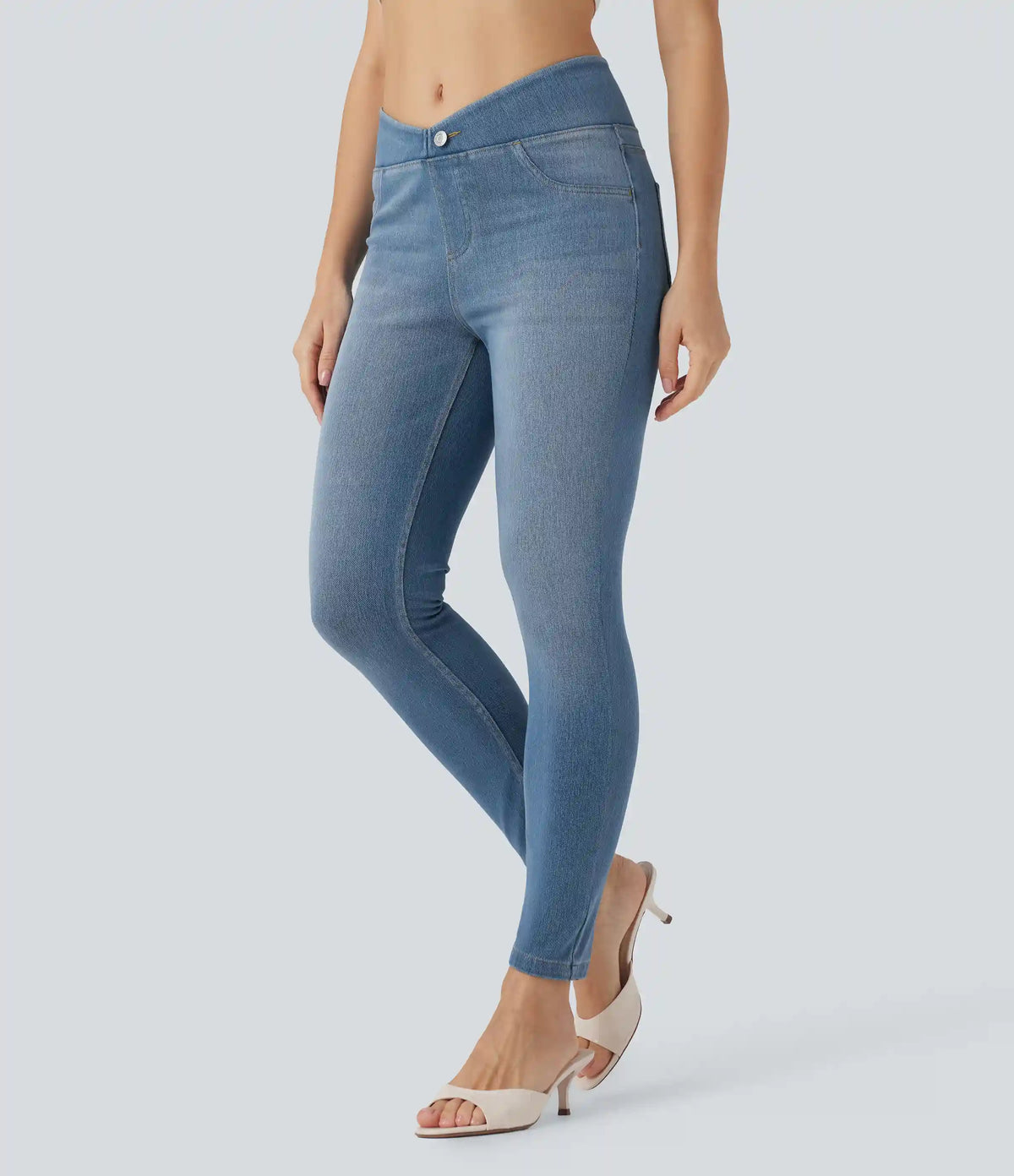 Halara Flex™ V-Shaped Mid Rise 7/8 Skinny Casual Jeans with Pockets