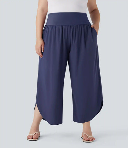 Plus Size Breezeful™ High Waisted Tummy Control Hem Quick Dry Pants with Pockets