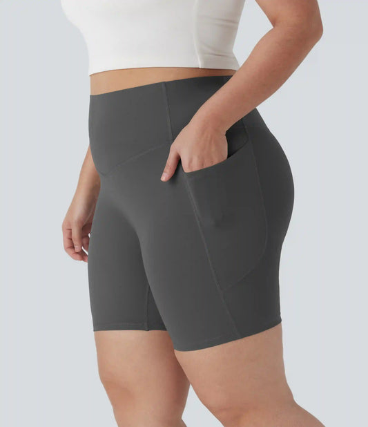 Halara UltraSculpt™ High Waisted Tummy Control Shaping Training Plus Size Biker Shorts 7'' with Pocket