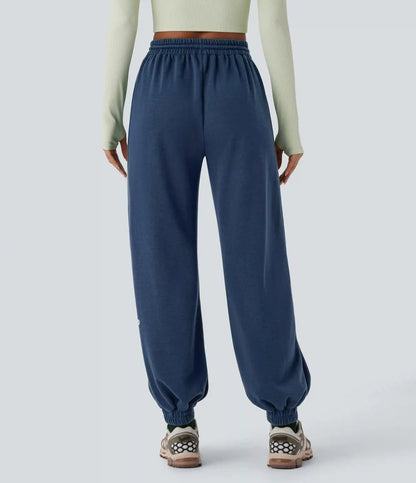 High Waisted Drawstring Pocket Running Baggy Joggers