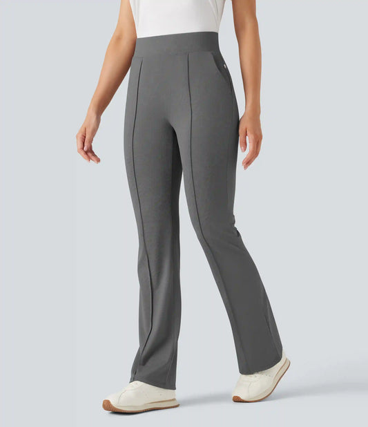 High Waisted Pockets Quick Dry Golf Flare Pants-Golf Tee Pocket-UPF40+