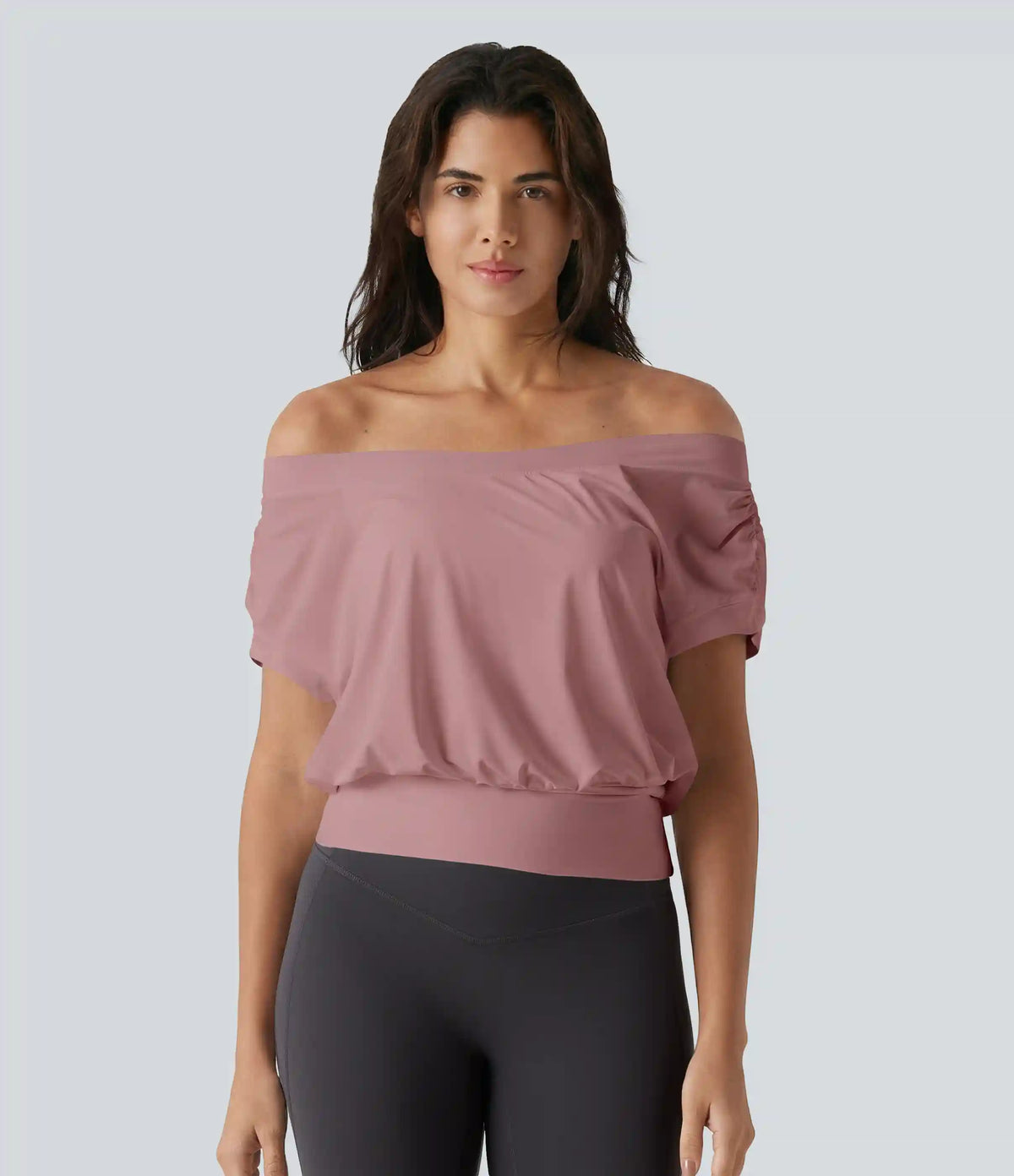 Off Shoulder Short Sleeve Oversize InstantCool Quick Dry Yoga Sports Top