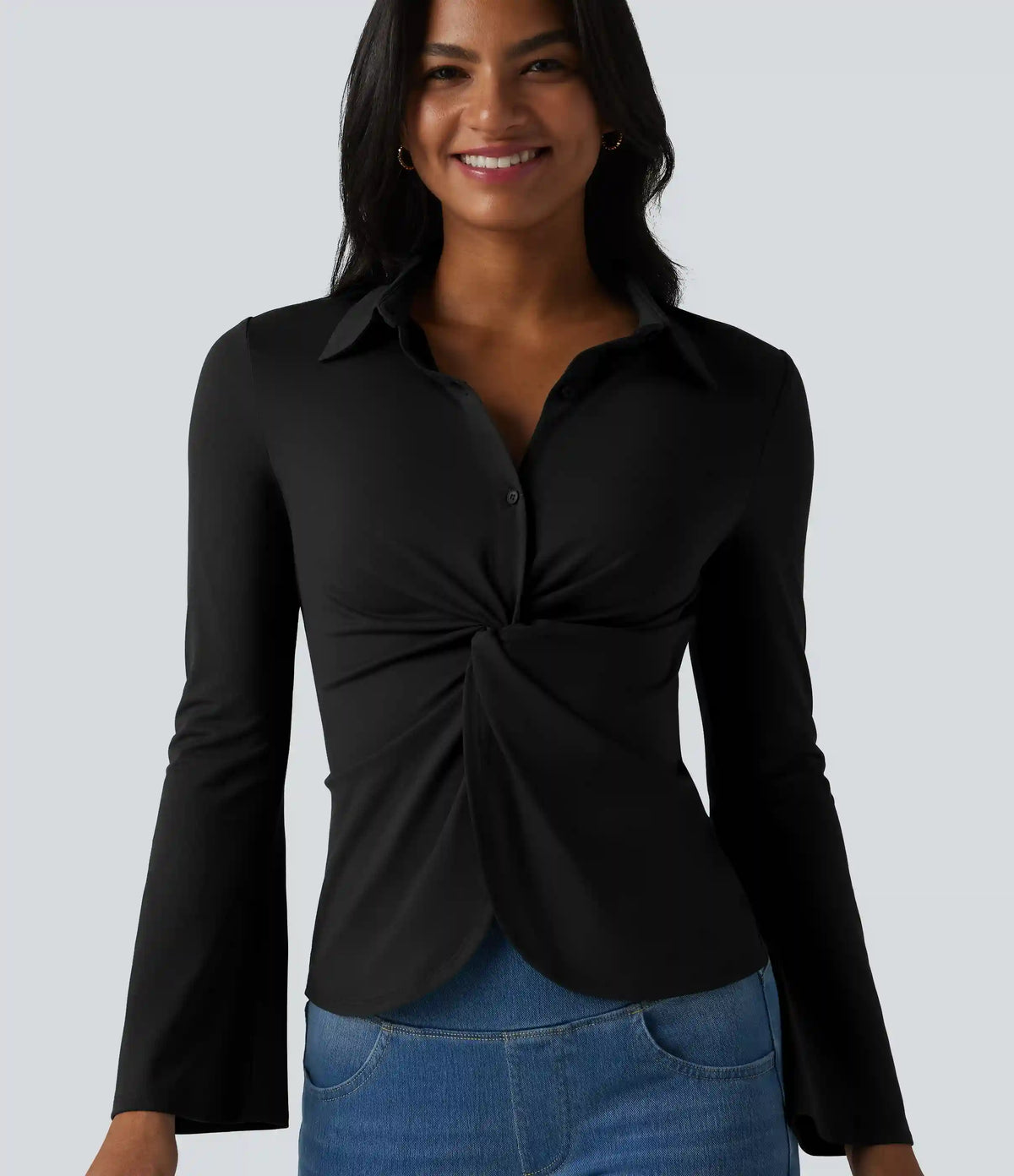 Flounce Long Sleeve Work Shirt