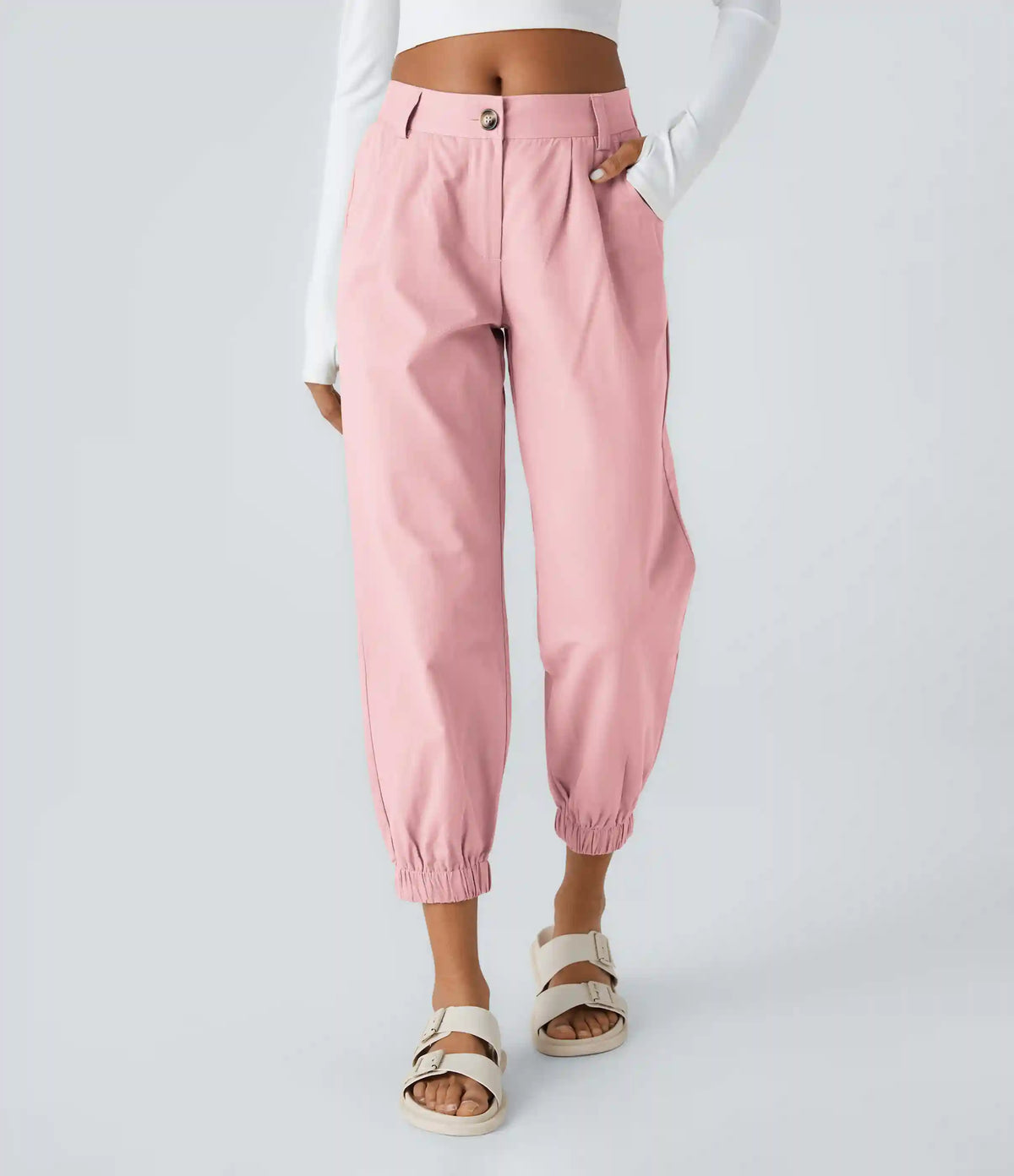 Mid Rise Casual Joggers with Pockets