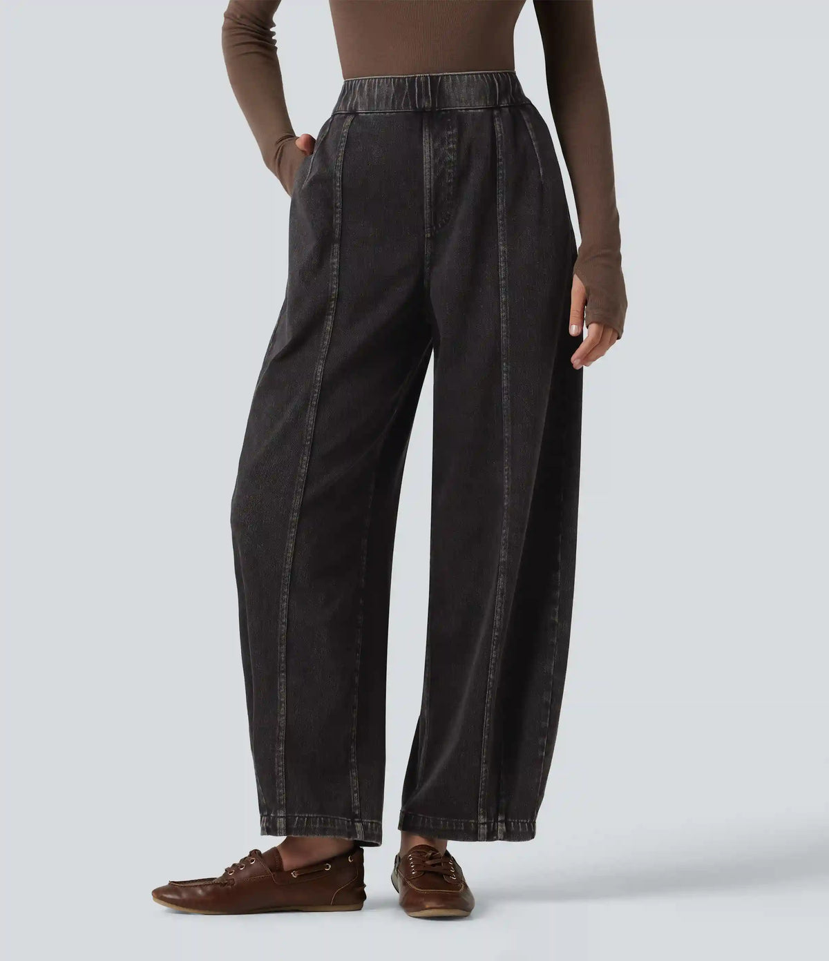Halara Flex™ High Waisted Barrel Leg Casual Jeans with Pockets