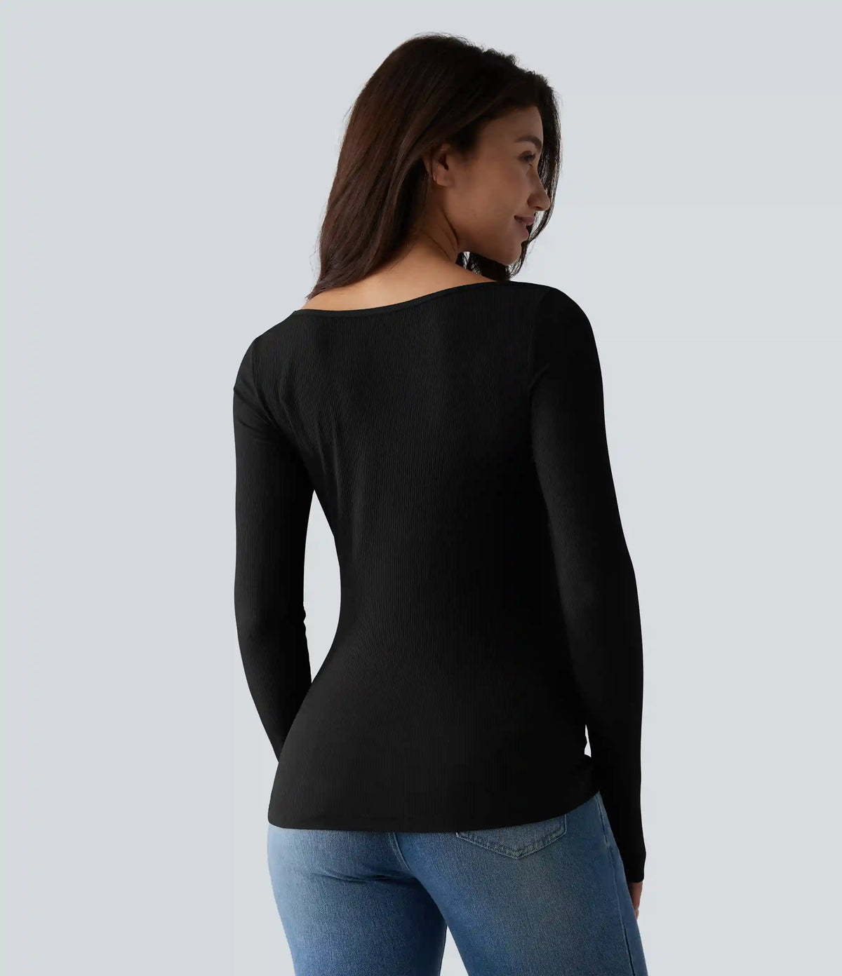 Ribbed Knit Cowl Neck Long Sleeve Ruched Casual Top