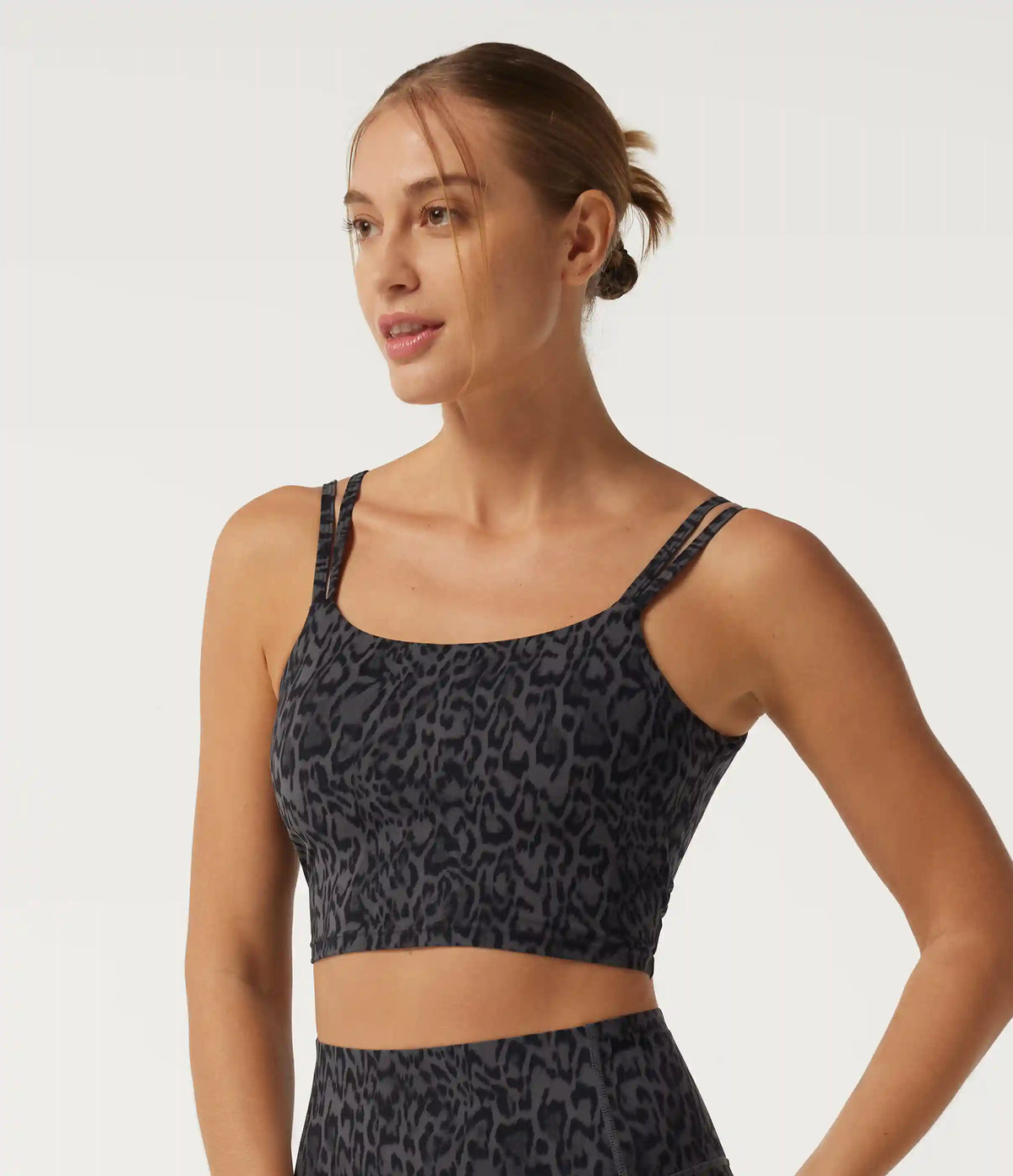 Halara UltraSculpt™ Leopard Print Light Support Square Neck Twisted Yoga Sports Bra with Built-in Bra