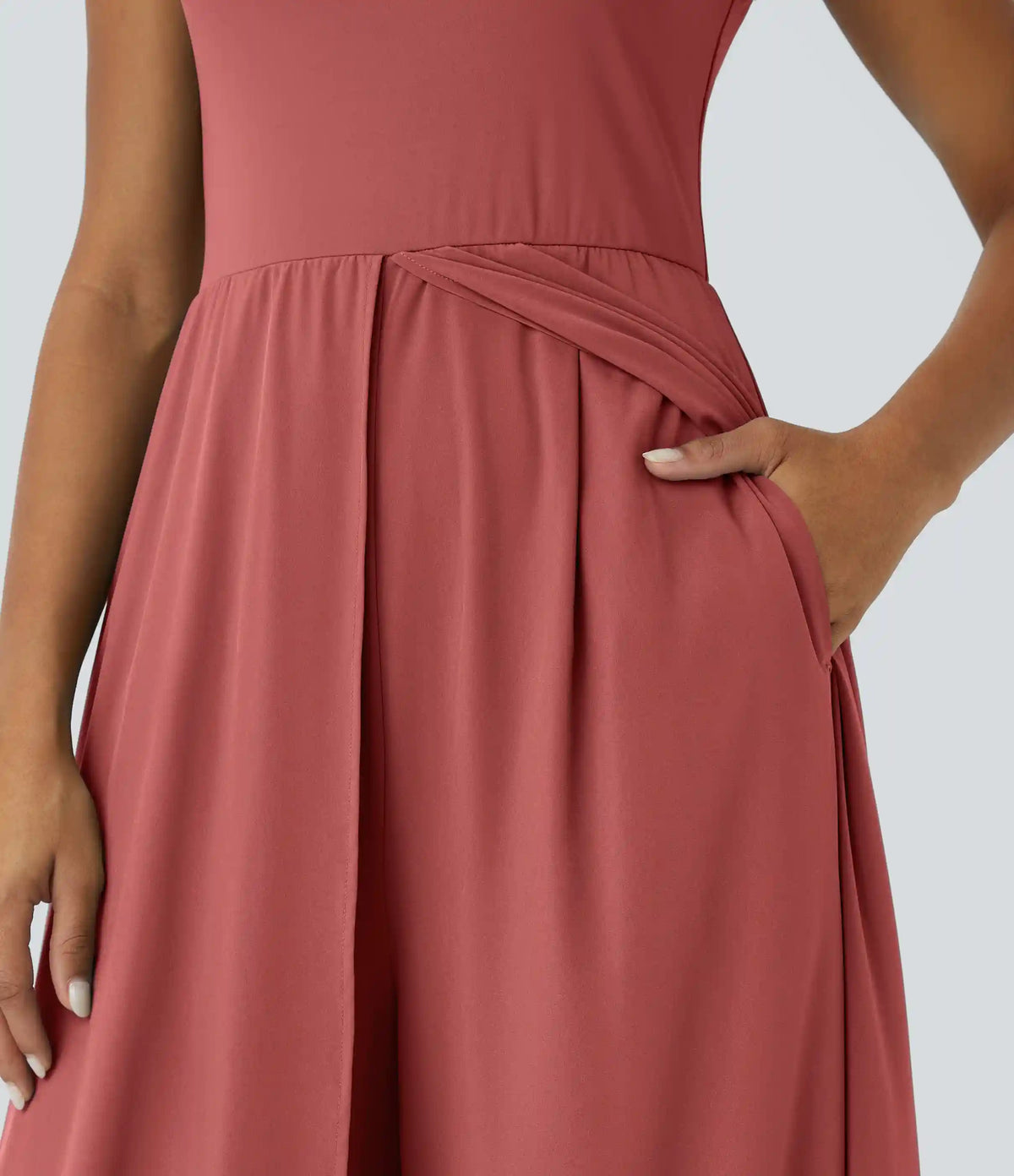 Breezeful™ Zipper Sleeveless Pocket Contrast Quick Dry Jumpsuit