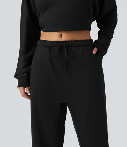 Low Rise Inner Drawstring Casual Jogger Sweatpants with Pockets
