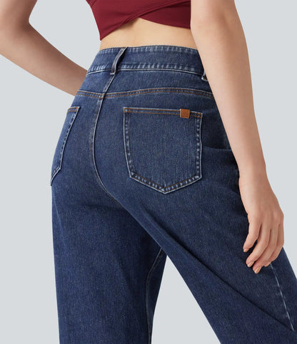 Halara Flex™ High Waisted Zipper Pockets Straight Leg Casual Jeans