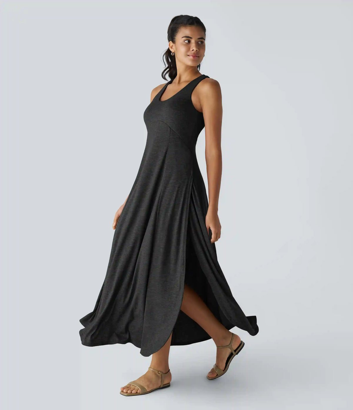 U Neck Flowy Maxi Casual Tank Dress