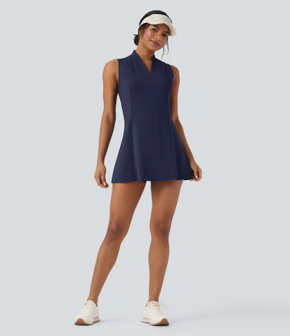 SoftlyZero™ Plush V-neck Sleeveless 2-piece Mini Golf Active Dress with Pockets