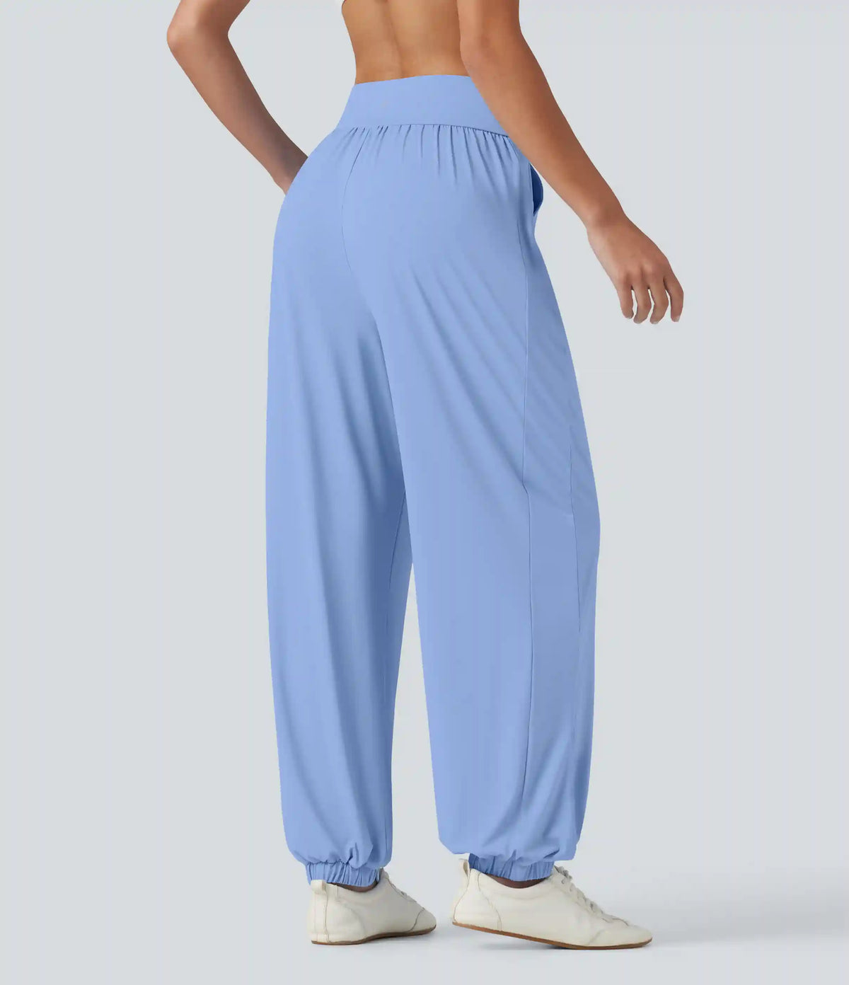 High Waisted Drawstring Split InstantCool Quick Dry Workout Joggers with Pockets-UPF50+