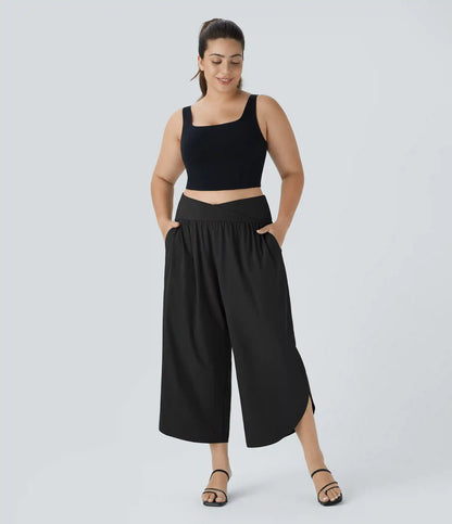 Breezeful™ High Waisted Crossover Pocket Quick Dry Plus Size Pants