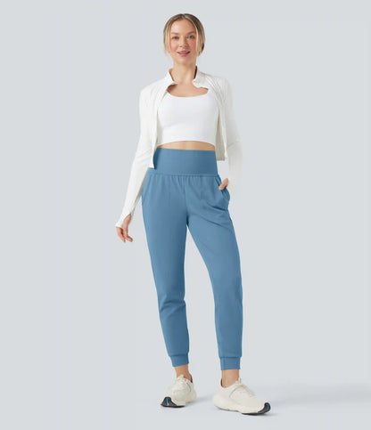 DayStretch Mid Rise Tummy Control Running Joggers with Pockets