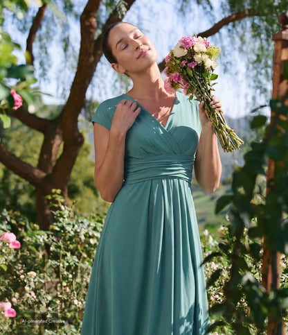 Breezeful™ V Neck Short Sleeve Pocket Tie Back Quick Dry Midi Casual Dress