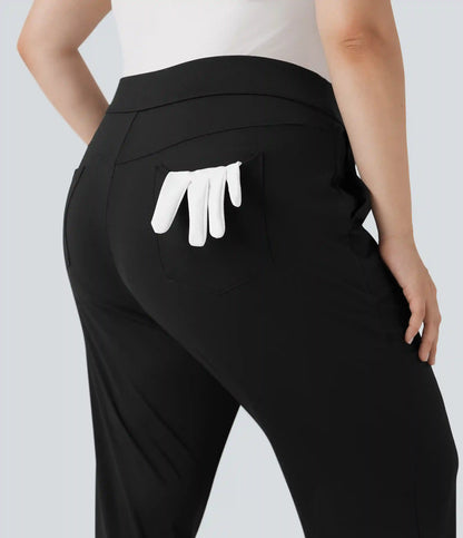 High Waisted Pockets Straight Leg Quick Dry Golf Plus Size Pants-Golf Tee-UPF40+
