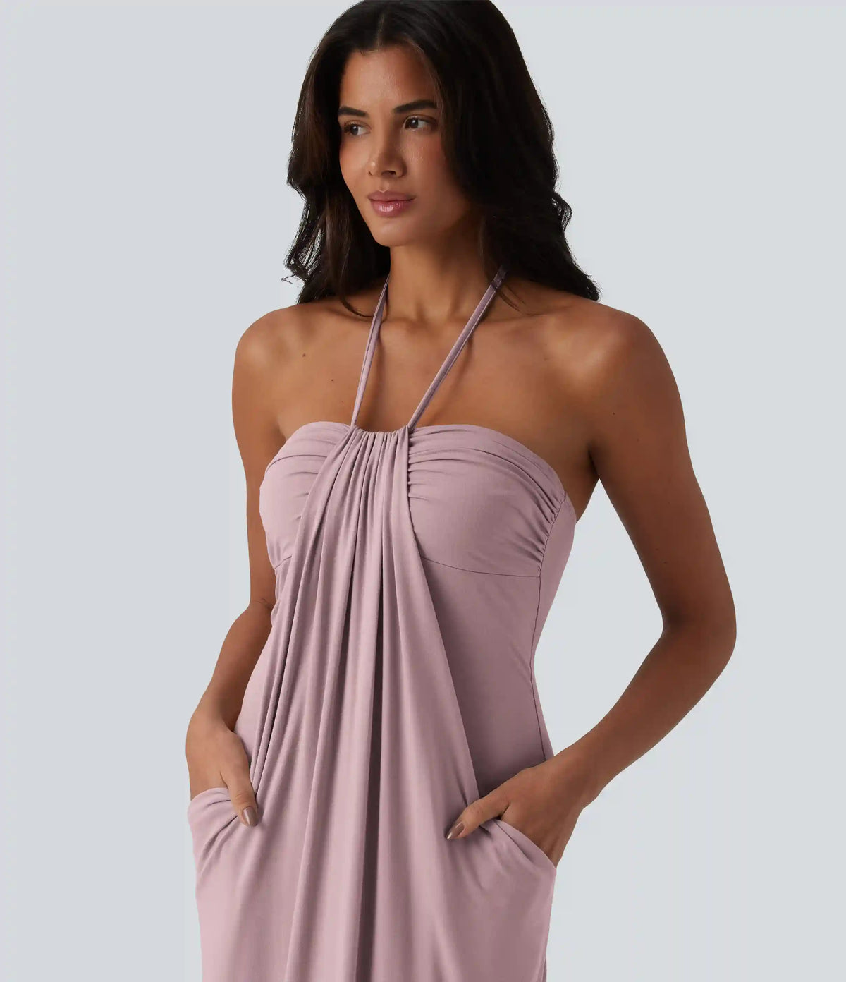 Halter Tie Back Maxi Dress with Pockets
