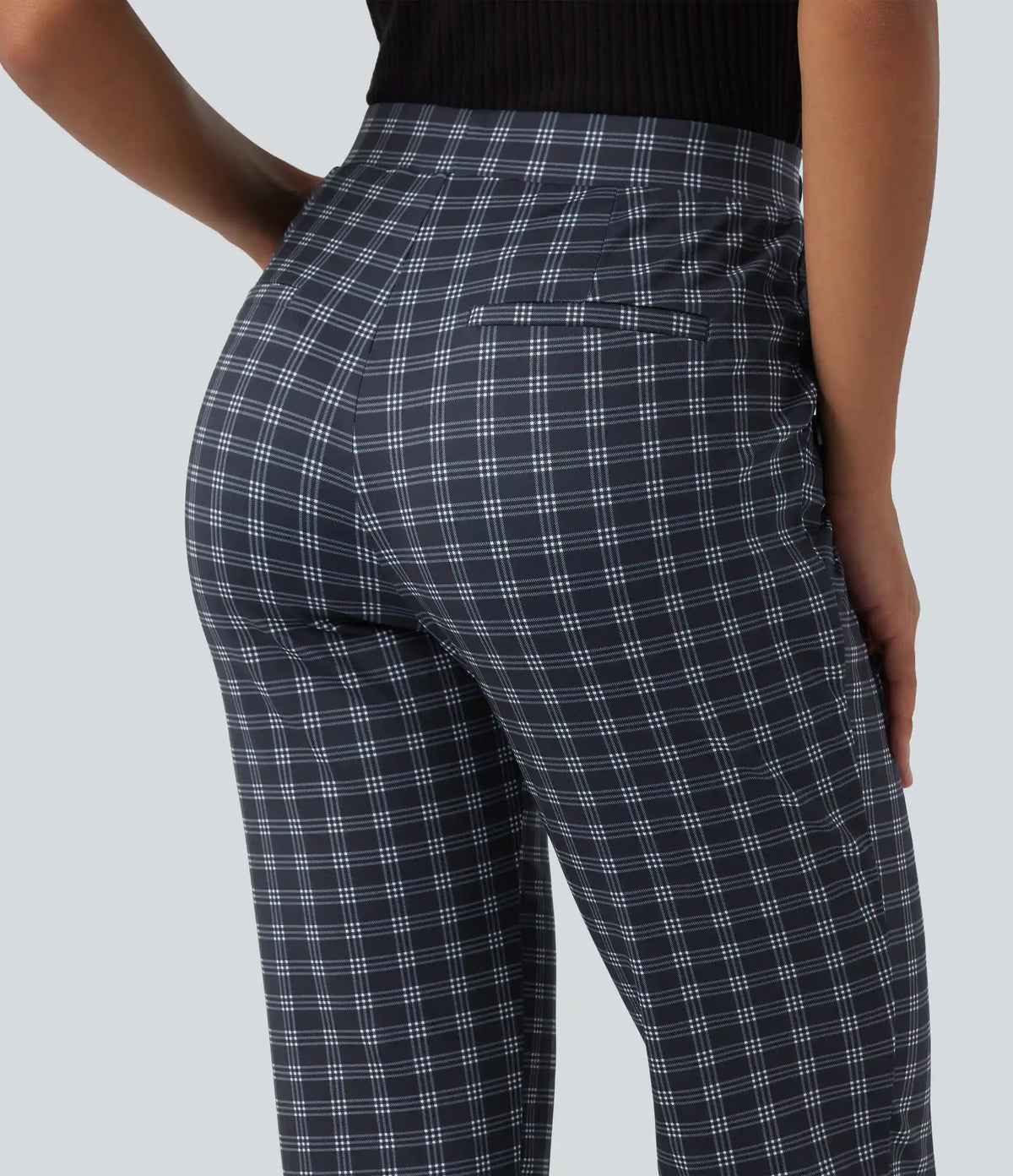 Halara Flex™ Mid Rise Plaid Work Pants with Pockets