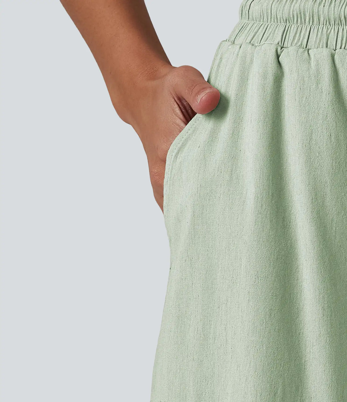High Waisted Drawstring Wide Leg Baggy Casual Stretch Linen Pants with Pockets