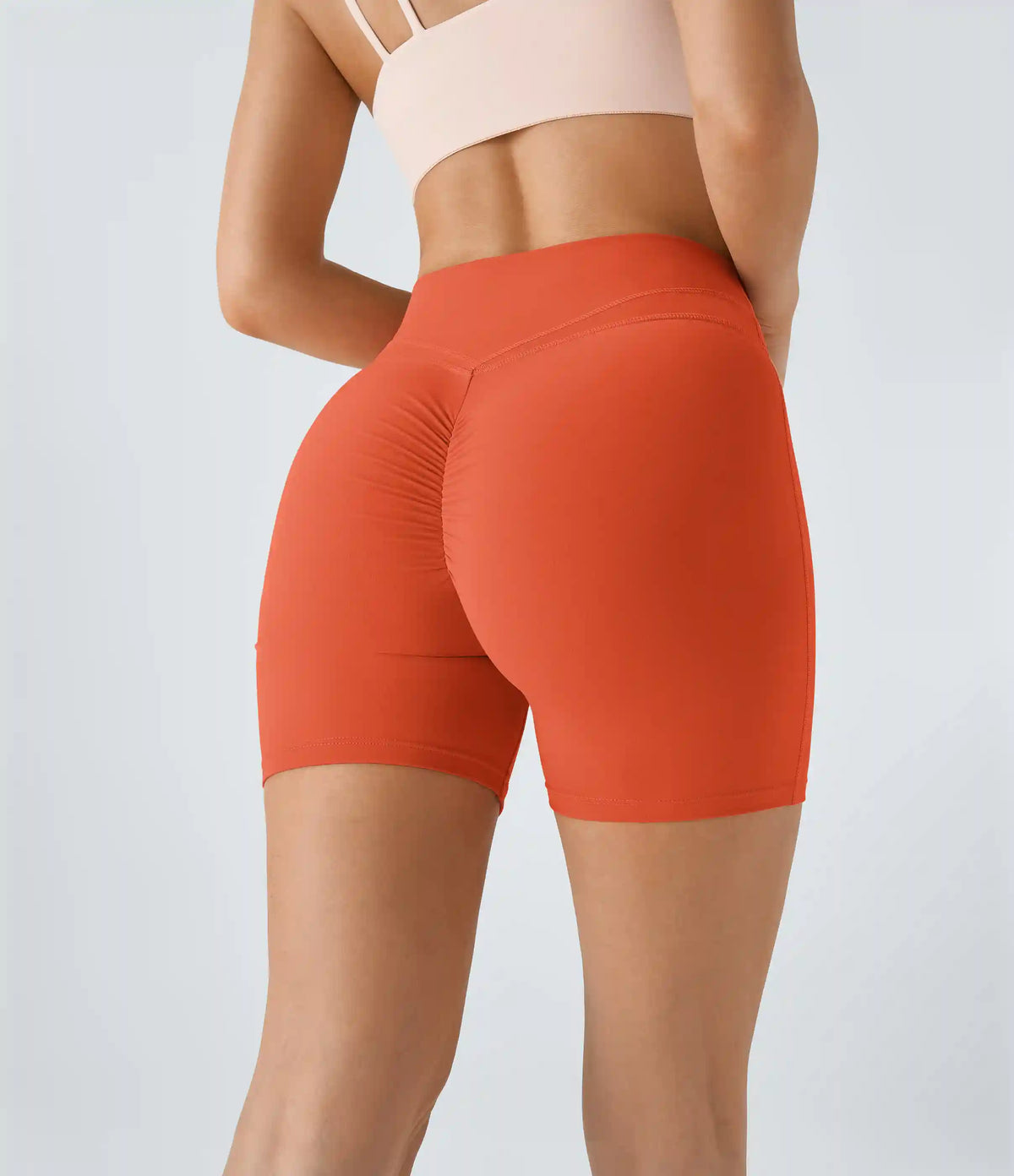 SoftlyZero™ Plush High Waisted Crossover Ruched Yoga Shorts 5''
