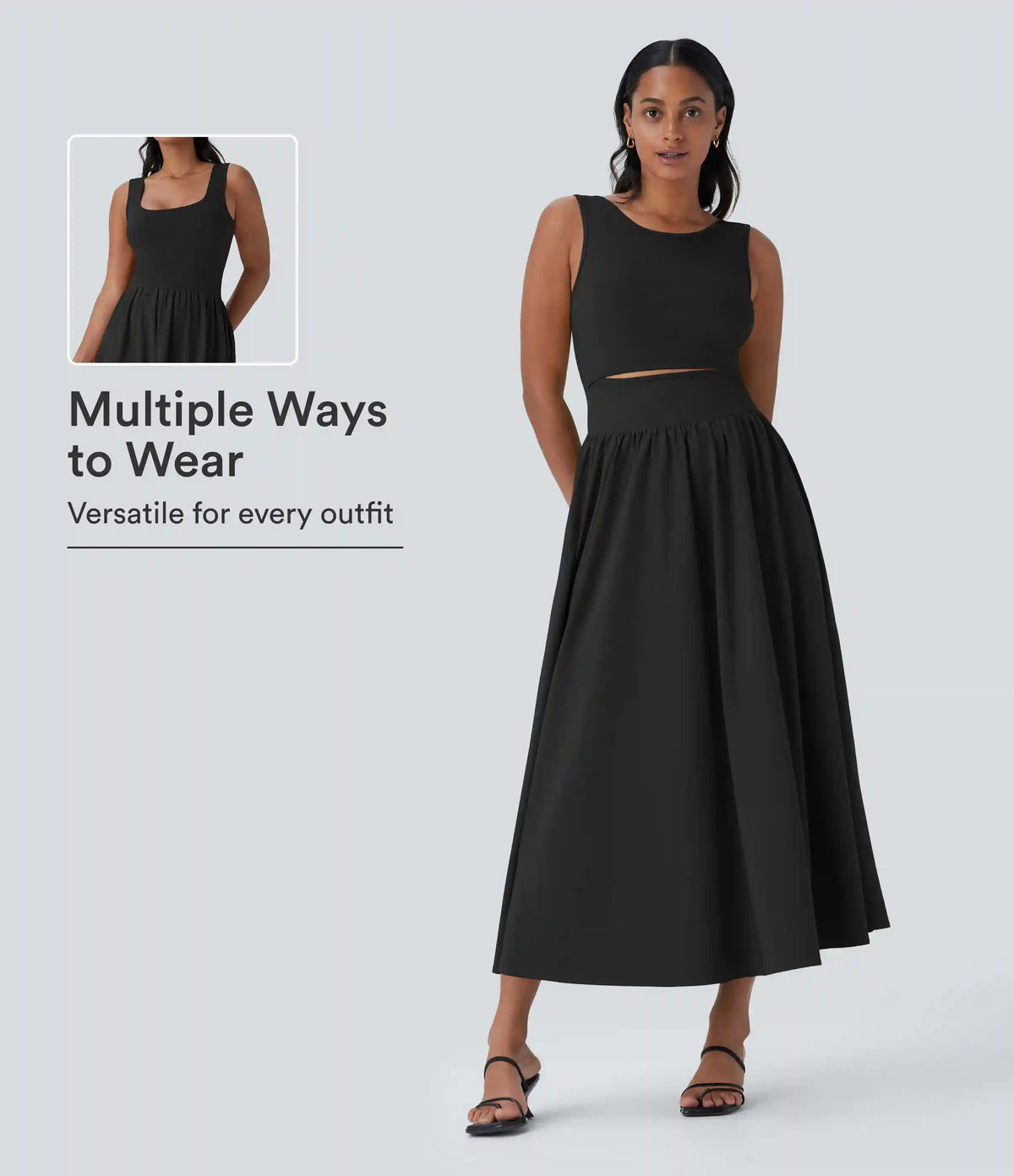 Breezeful™ Sleeveless Cut Out Quick Dry Maxi Casual Dress-Front and Back Wearable