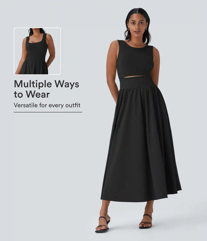 Breezeful™ Sleeveless Cut Out Quick Dry Maxi Casual Dress-Front and Back Wearable